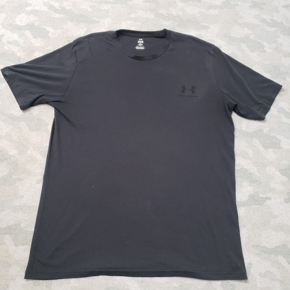 Under Armour Shirt Mens Large Black Loose Fit  Athletic Gym Short Sleeve
